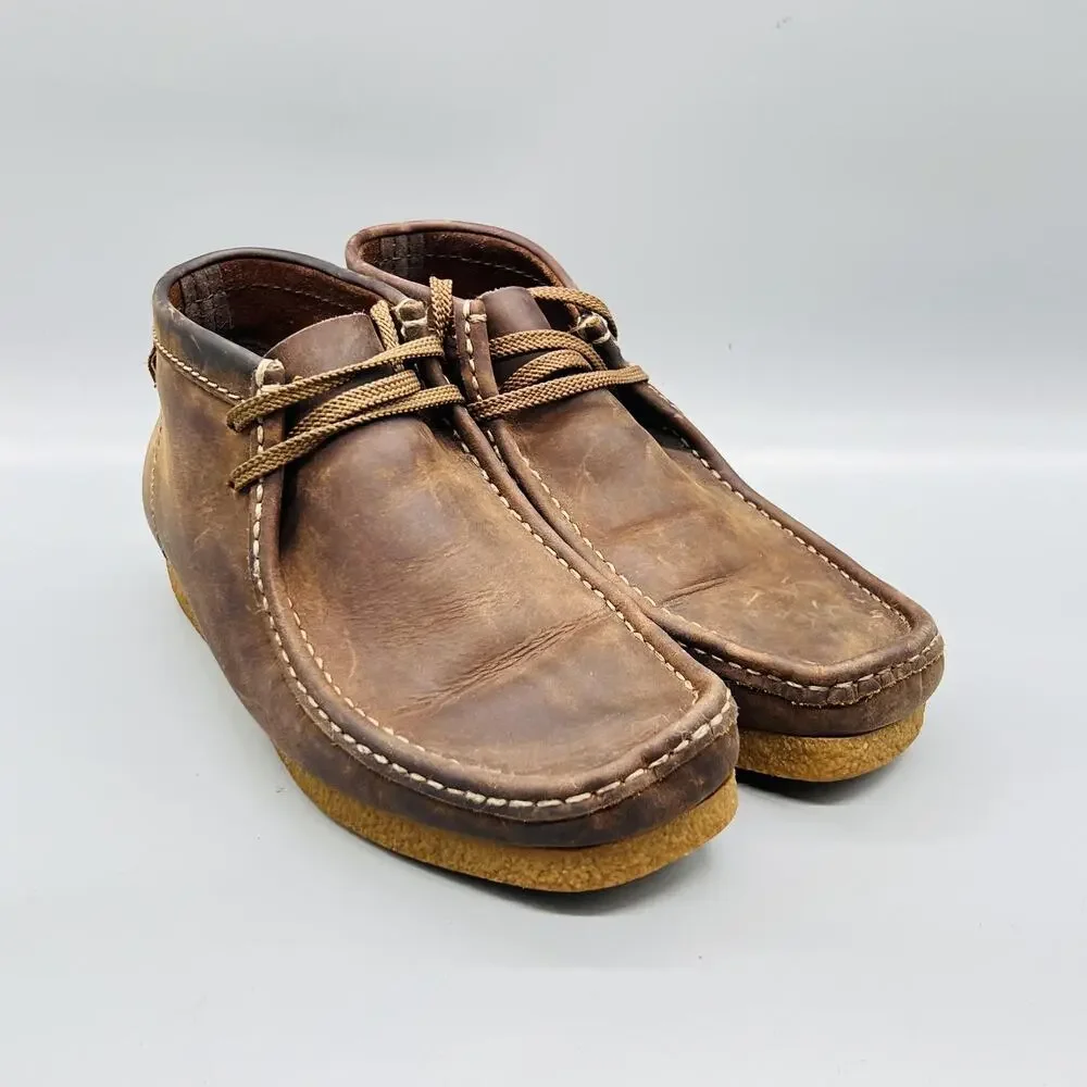 Clarks Boots Mens 8 Brown Leather Wallabee Chukka Moccasin Casual Comfort Shoes